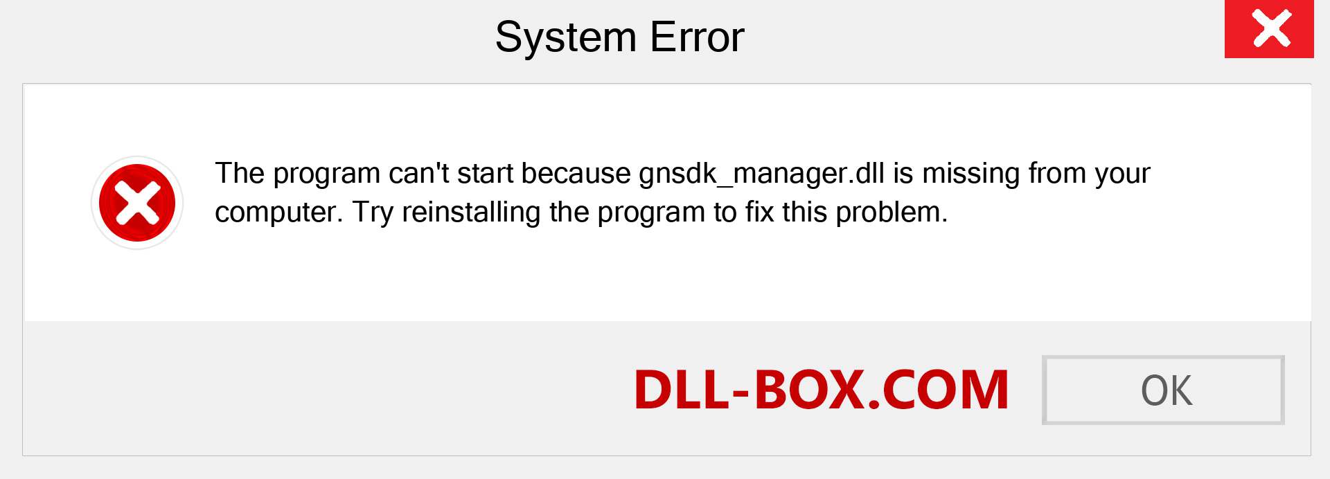  gnsdk_manager.dll file is missing?. Download for Windows 7, 8, 10 - Fix  gnsdk_manager dll Missing Error on Windows, photos, images
